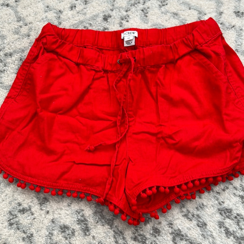 Jcrew red linen shorts